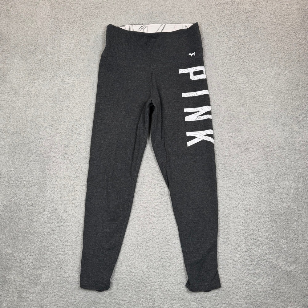 PINK Victoria's Secret Womens Gray High Waist Lace Up Ankle Leggings Size M